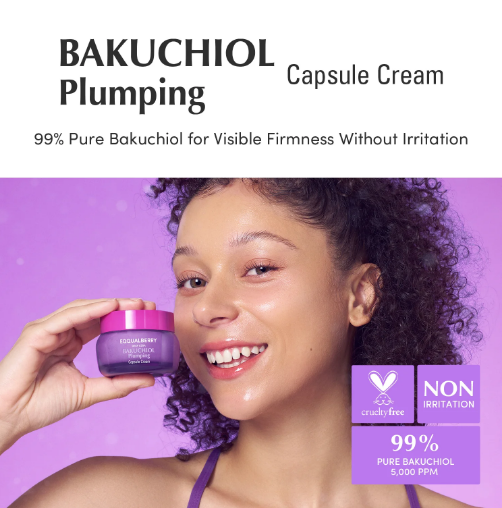 EQQUALBERRY Bakuchiol Plumping Capsule Cream 50ml – Crème Anti-Âge Raffermissante