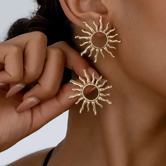 1 paire de boucles d'oreilles dorées de style bohème en forme de soleil, convenant pour le port quotidien et la tenue de plage - boucles d'oreilles en acier inoxydable