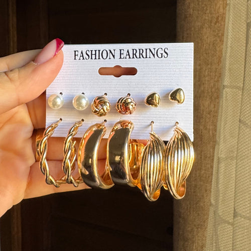 11 boucles d'oreilles de mode créative, boucles d'oreilles en alliage de faux perles, boucles d'oreilles en forme d'anneau de beignet antique, boucles d'oreilles papillon, boucles d'oreilles en forme de C avec perles, boucles d'oreilles géométri