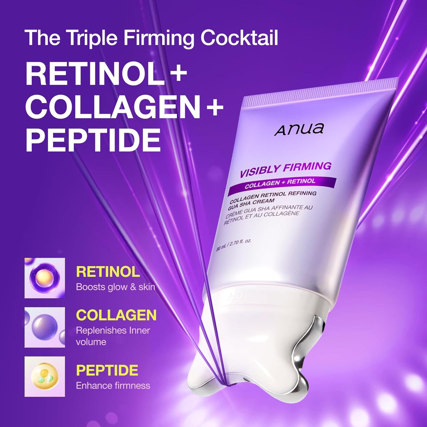 Anua Visibly Firming Collagen Retinol Refining Gua Sha Cream 80ml