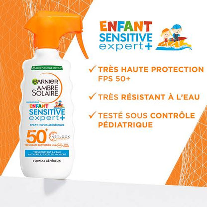 GARNIER AMBRE SOLAIRE Spray Gâchette Sensitive Expert+ Très Haute Protection FPS 50+ 270ml
