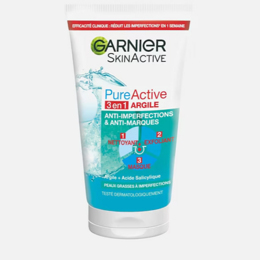 Skin Active Nettoyant 3 en 1 Argile Pour Peaux A Imperfections
