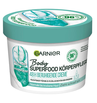 Garnier Body Superfood Crème Apaisante 48h (Soothing Body Cream with Aloe Vera + Magnesium for normal to dry skin)380ml