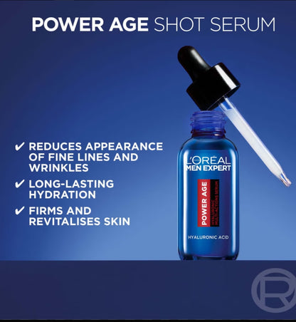 L'Oréal Paris Men Expert Power Age Hyaluronic Acid Multi-Action Serum (French packaging: Sérum Multi-Action Acide Hyaluronique)30ml