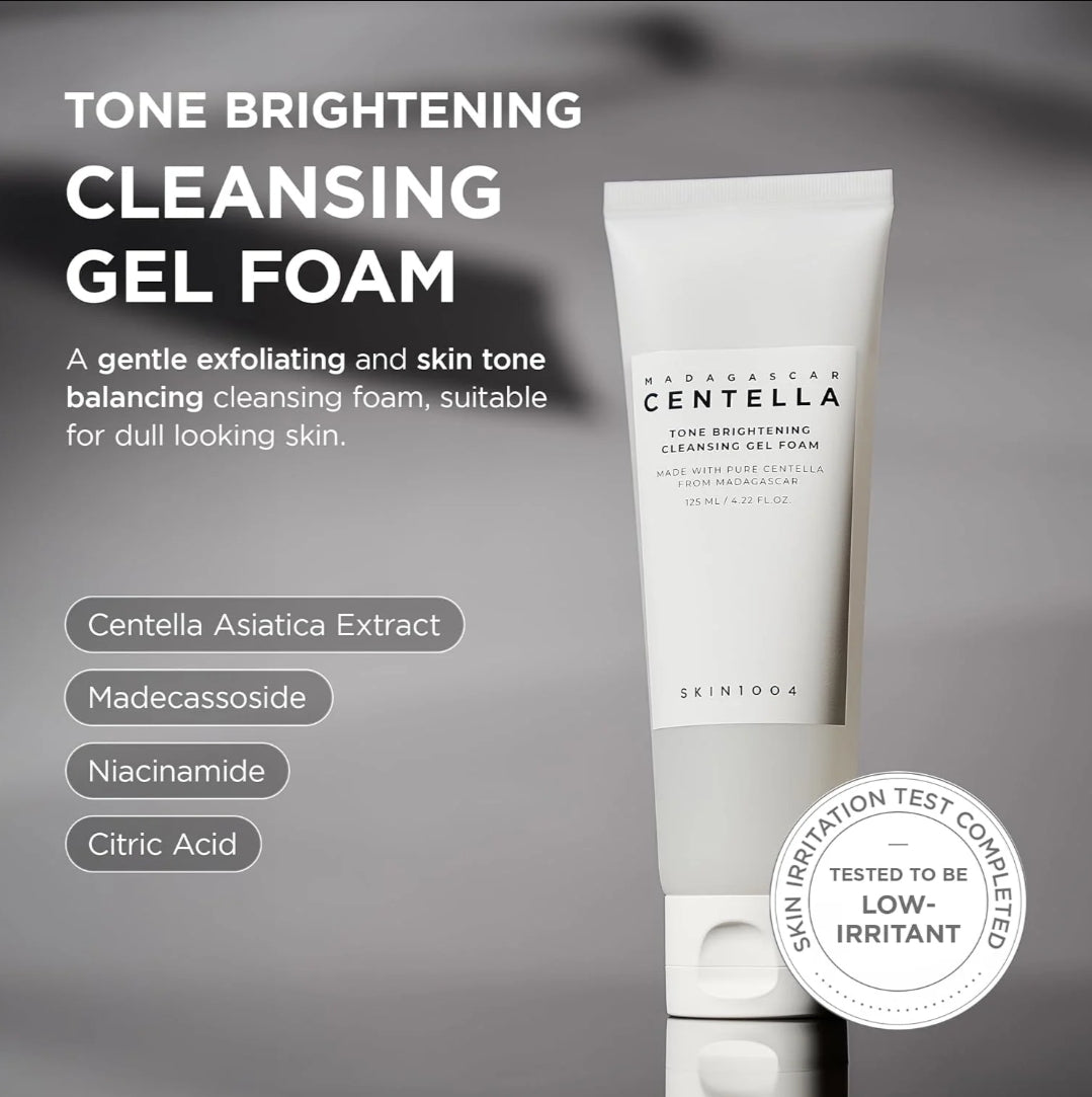 centella tone brightening cleansing gel foam