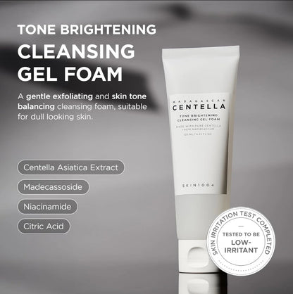 centella tone brightening cleansing gel foam