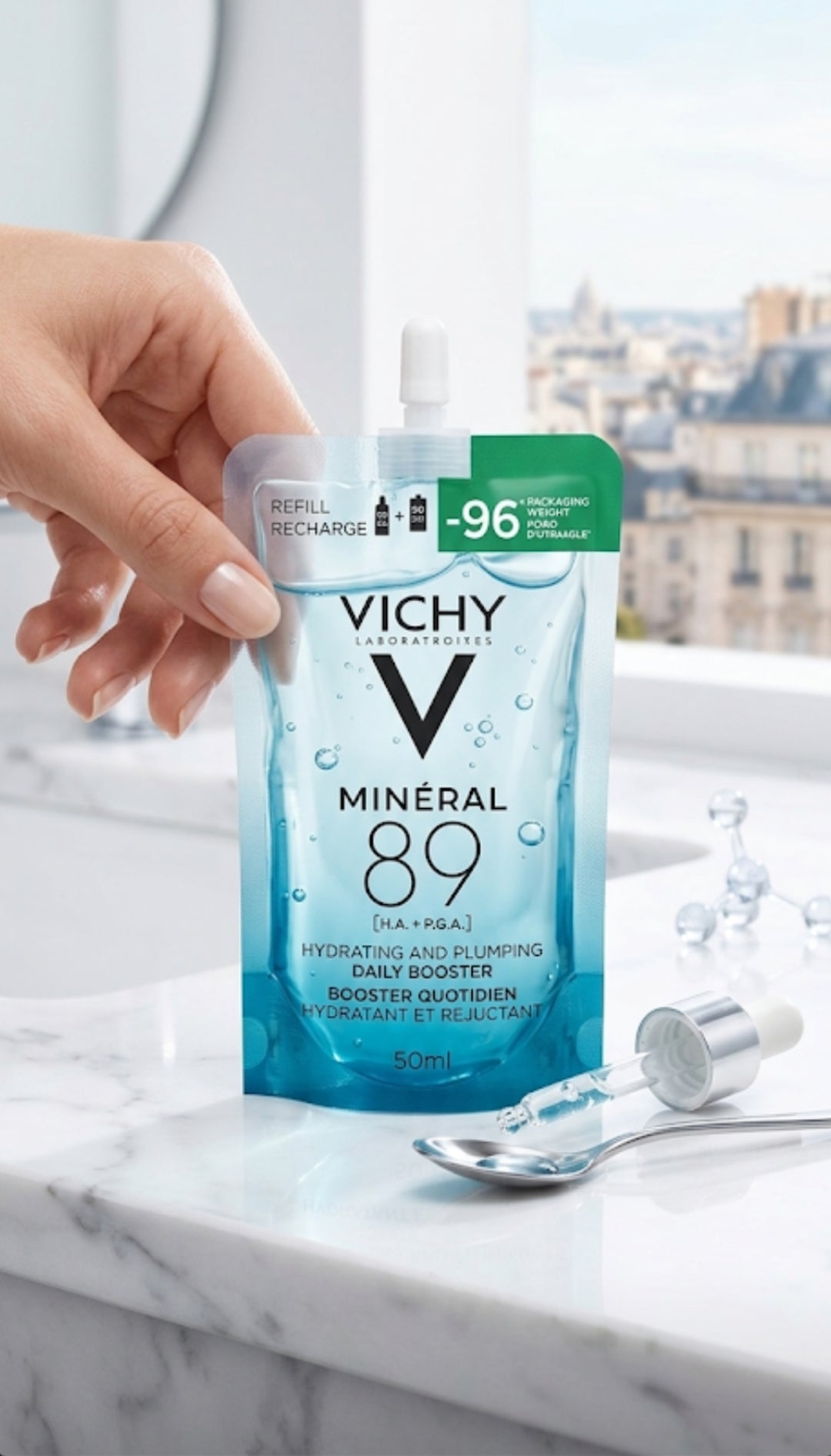 Vichy Minéral 89 Hydrating and Plumping Daily Booster Refill Pouch (50ml).