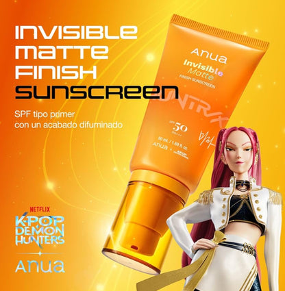 anua invisible matte finish sunscreen spf50+ pa++++